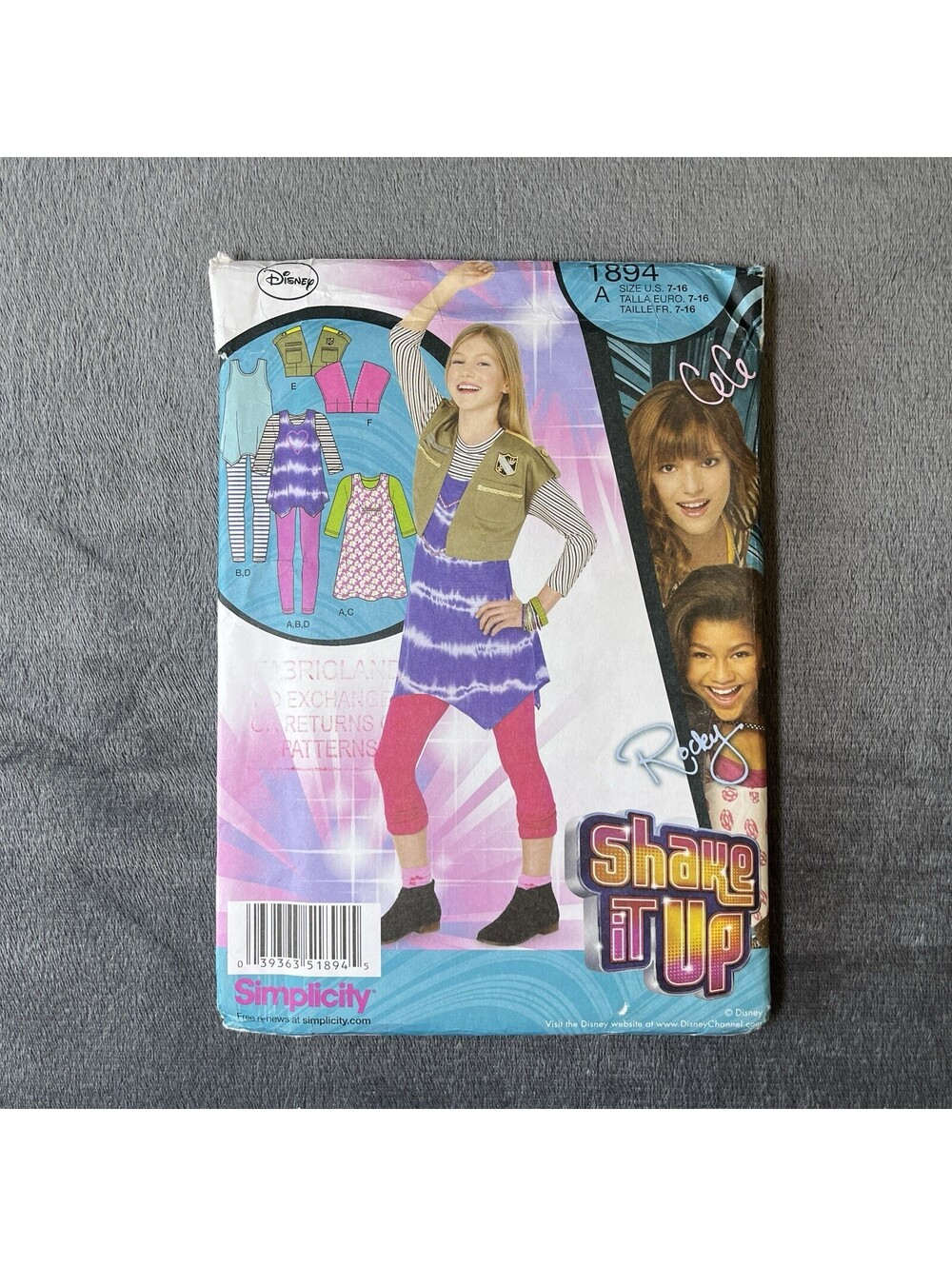 ZENDAYA Shake It Up Uncut Sewing Pattern Simplicity Disney 1894 Sz 7 16 Y2K Dres